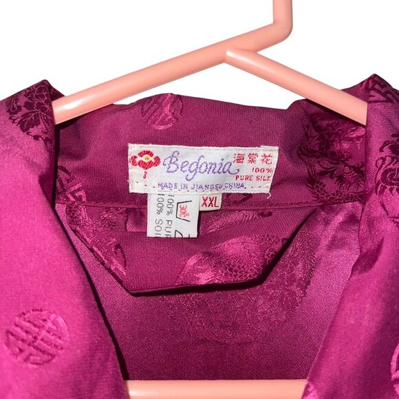 Begonia Vintage Mens Shirt Size XXL Pink Embossed Rare Casual Pure Silk - Picture 3 of 12